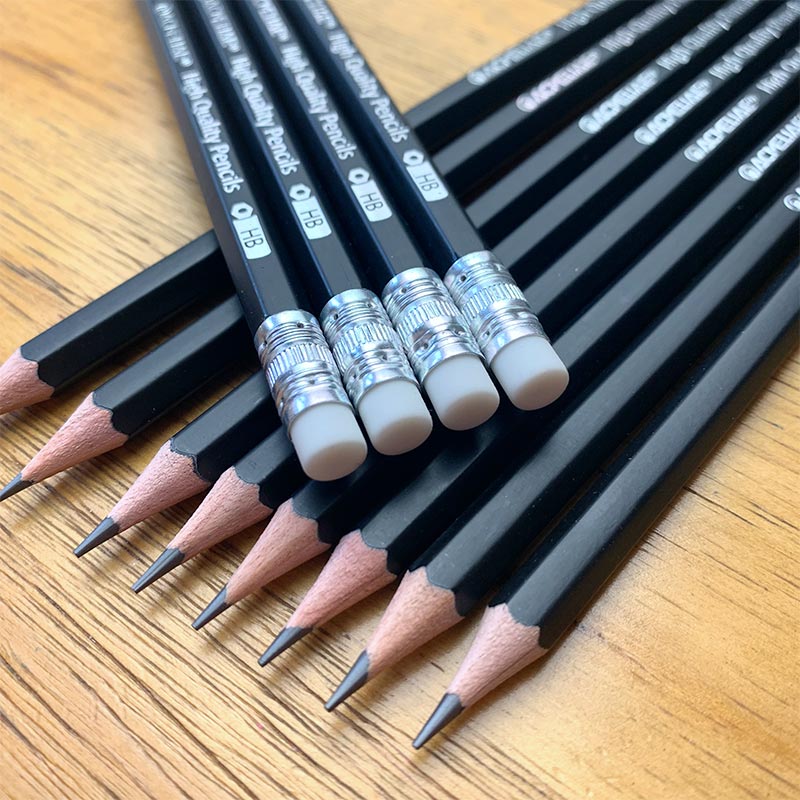 ACMELIAE Matt Black Body HB Eraser Pencil Hexagonal 43190 Specification drawing