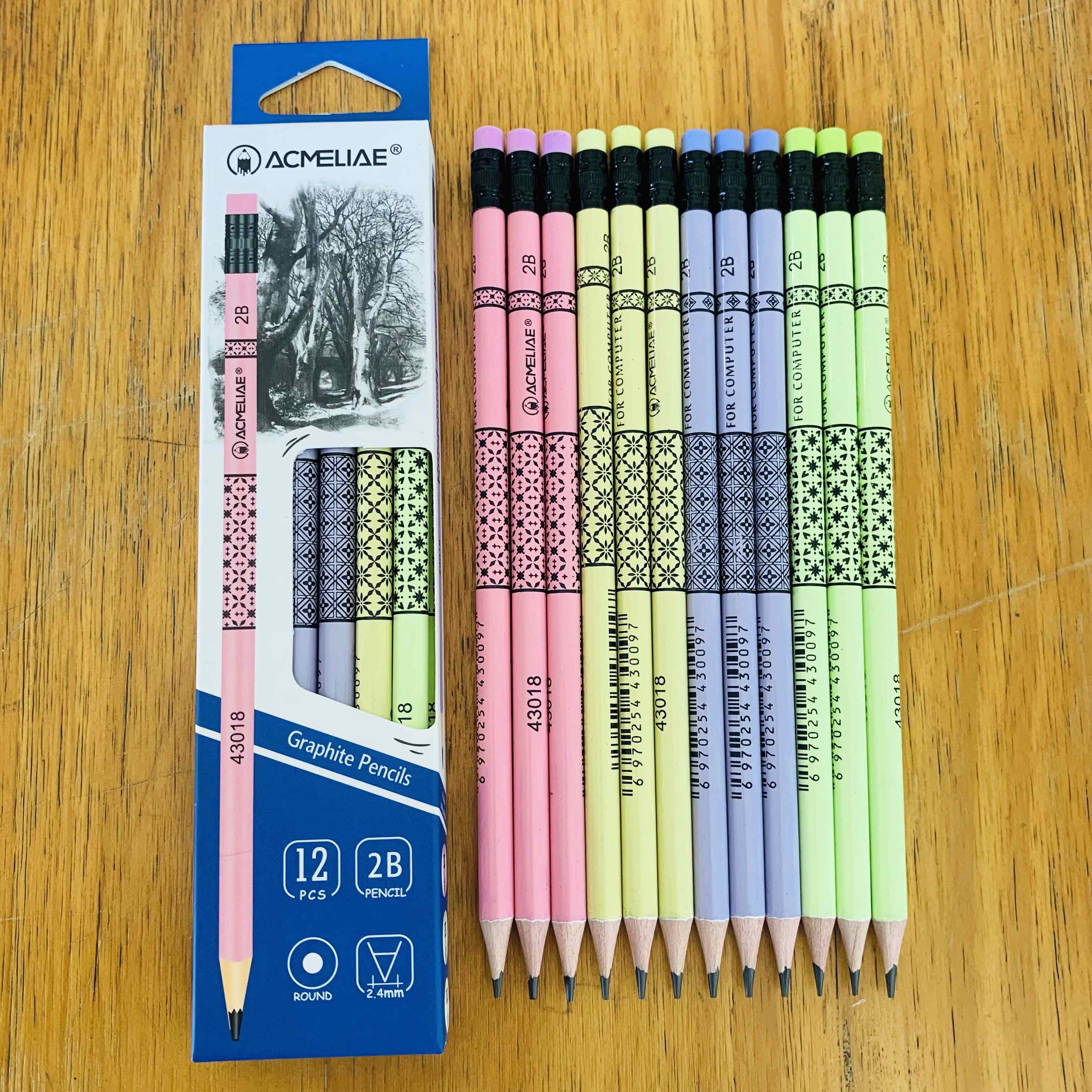 ACMELIAE Foil Transfer Printing 2B Pencil Round/ with eraser full figure
