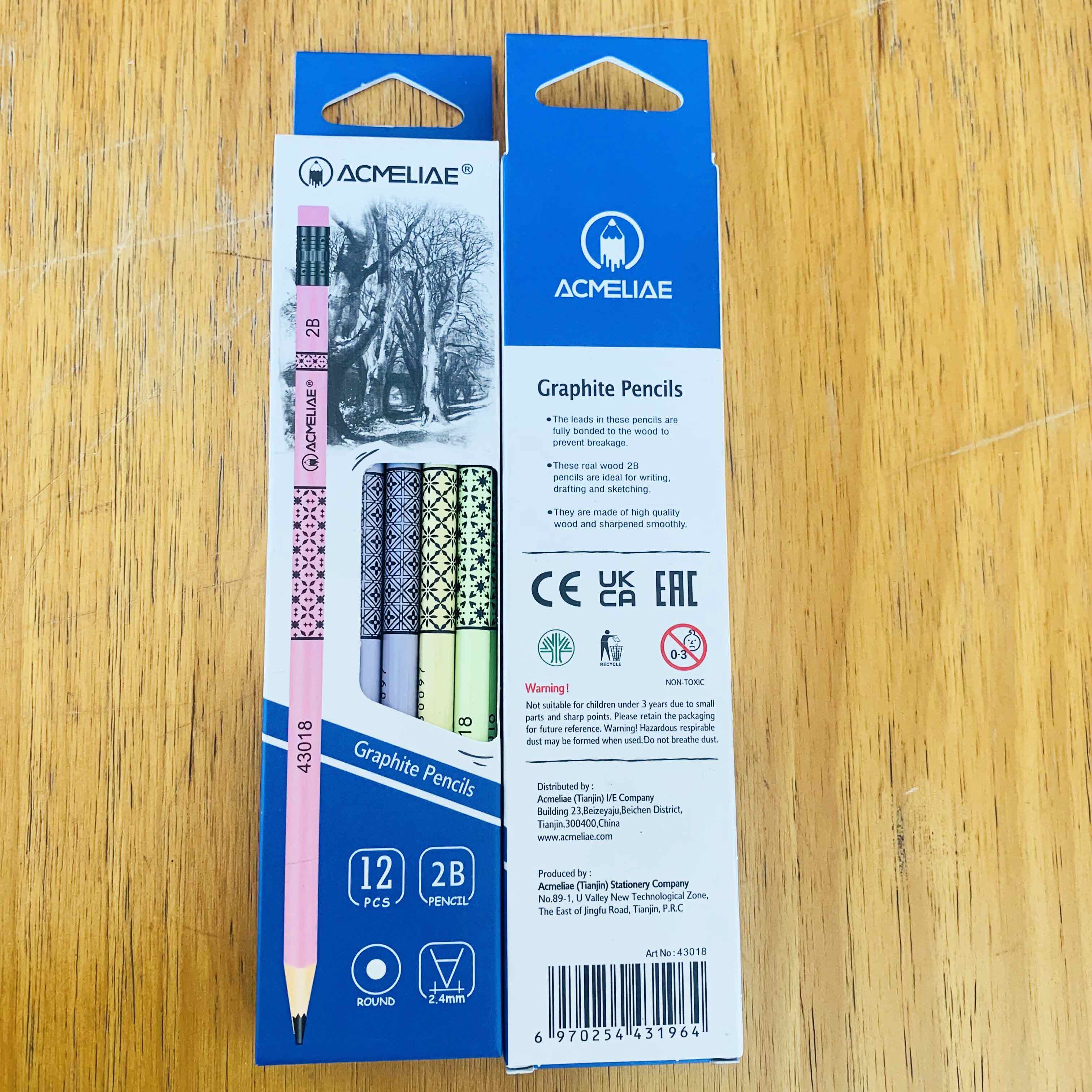 ACMELIAE Foil Transfer Printing 2B Pencil Round/ with eraser details Picture
