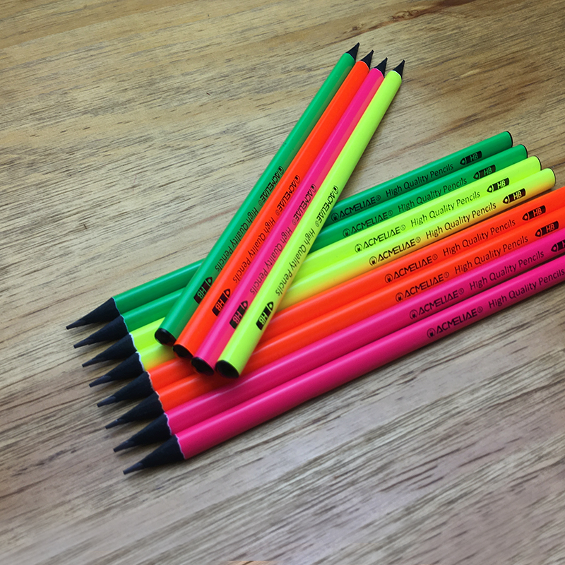 ACMELIAE Neon Coating Black Wood HB Dipped Pencil Triangular Item Picture
