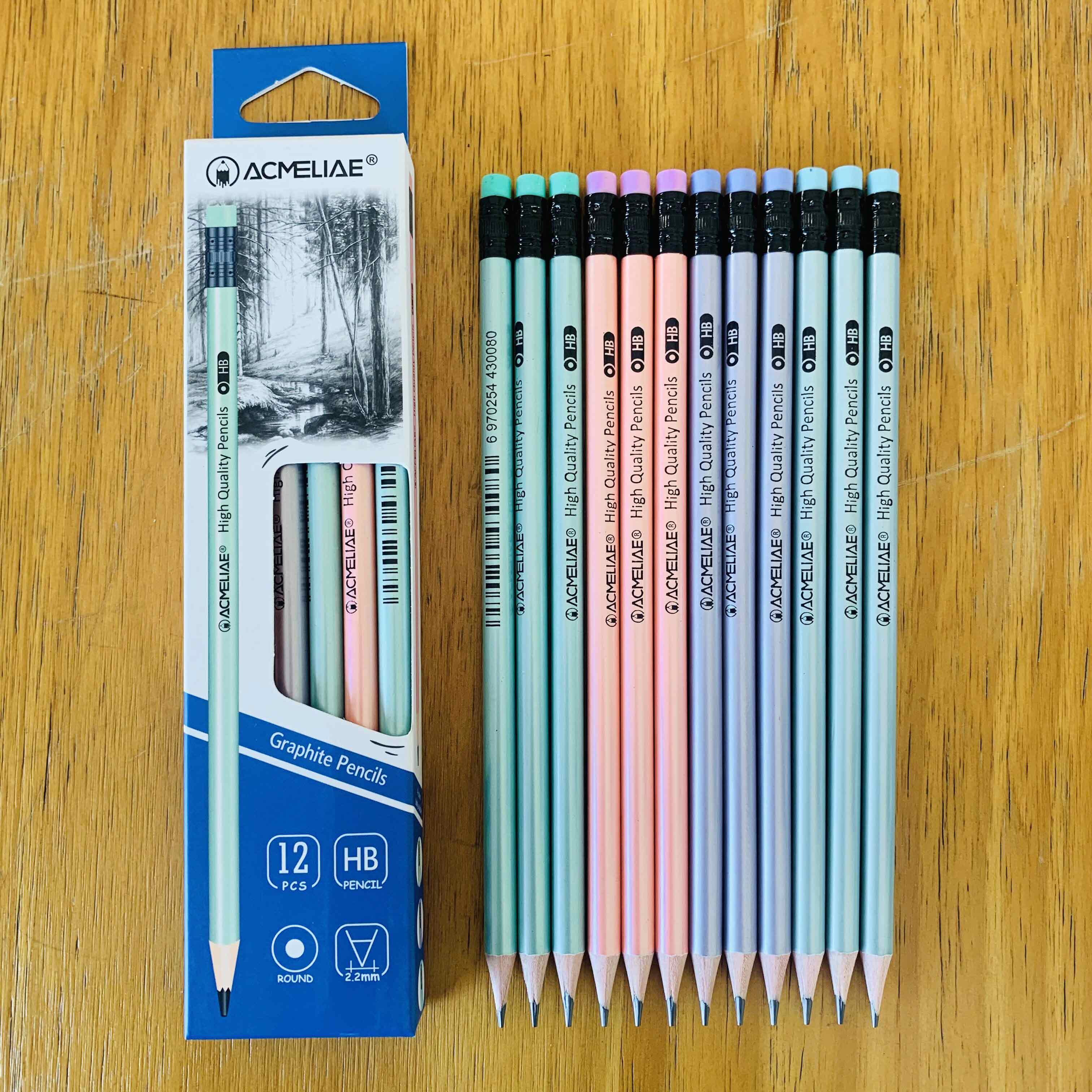 ACMELIAE Pearl Coating HB Pencil Round/ with eraser 43016 full figure