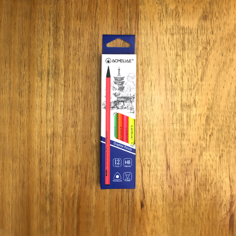 ACMELIAE Neon Coating Black Wood HB Dipped Pencil Triangular full figure