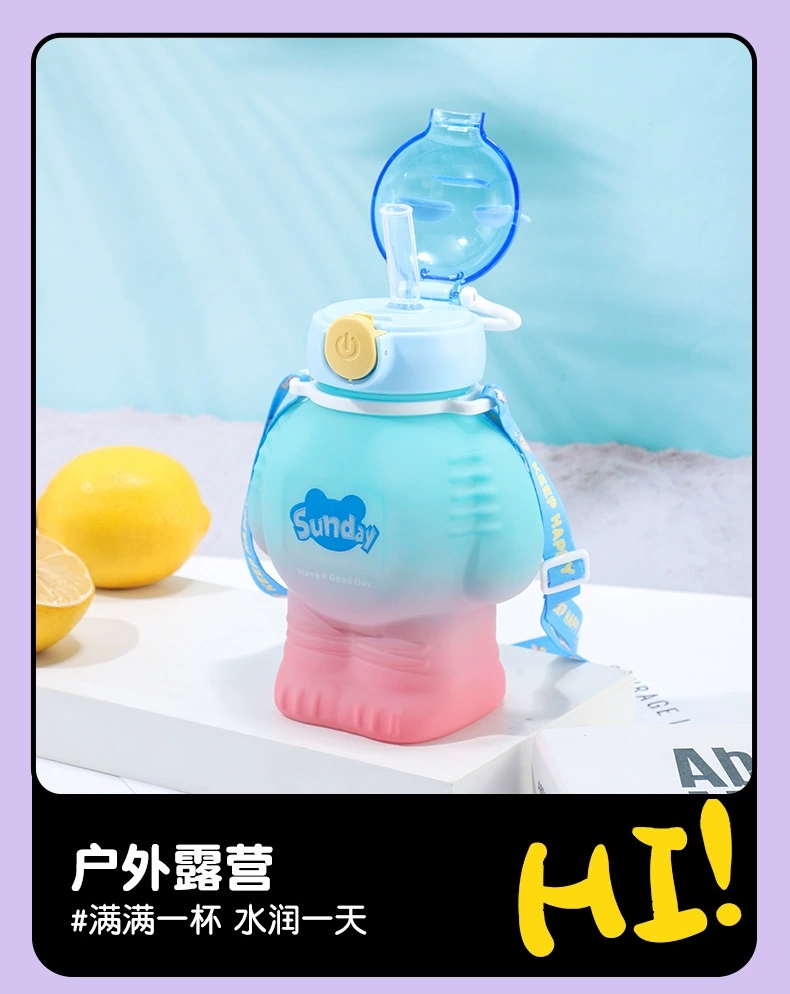 H164-HY-028 robot children's water cup, large-capacity student straw cup, cute, cool, portable, food-grade detail image 10