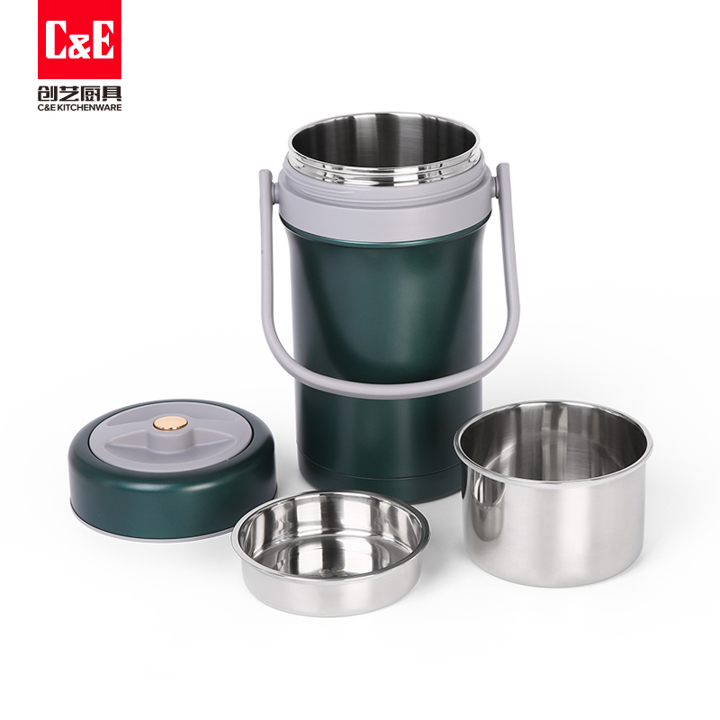 C&E Creative large-capacity insulated pot, stainless steel vacuum insulated lunch box, new simple insulated bucket, kitchen, home, office, school pic 3