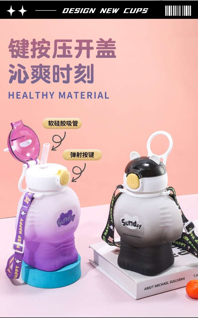 H164-HY-028 robot children's water cup, large-capacity student straw cup, cute, cool, portable, food-grade detail image 5