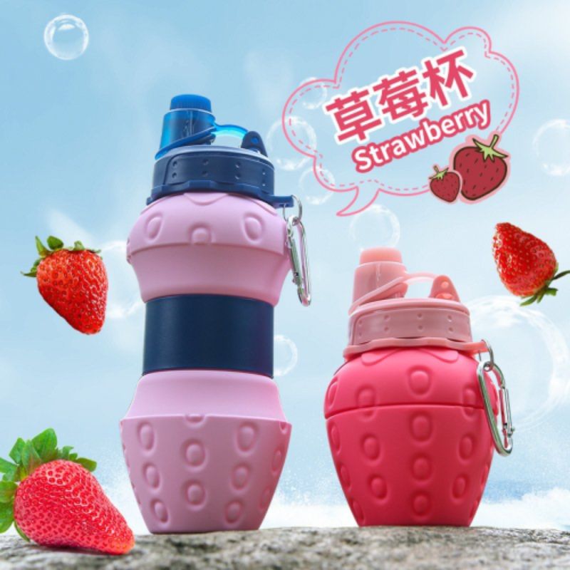 Food-grade silicone material sports water bottle and cup, portable folding water cup for outdoor mountain climbing and cycling