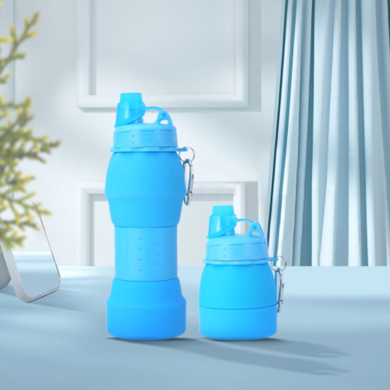 Food-grade silicone water bottle for sports, portable folding water cup for outdoor mountain climbing and cycling