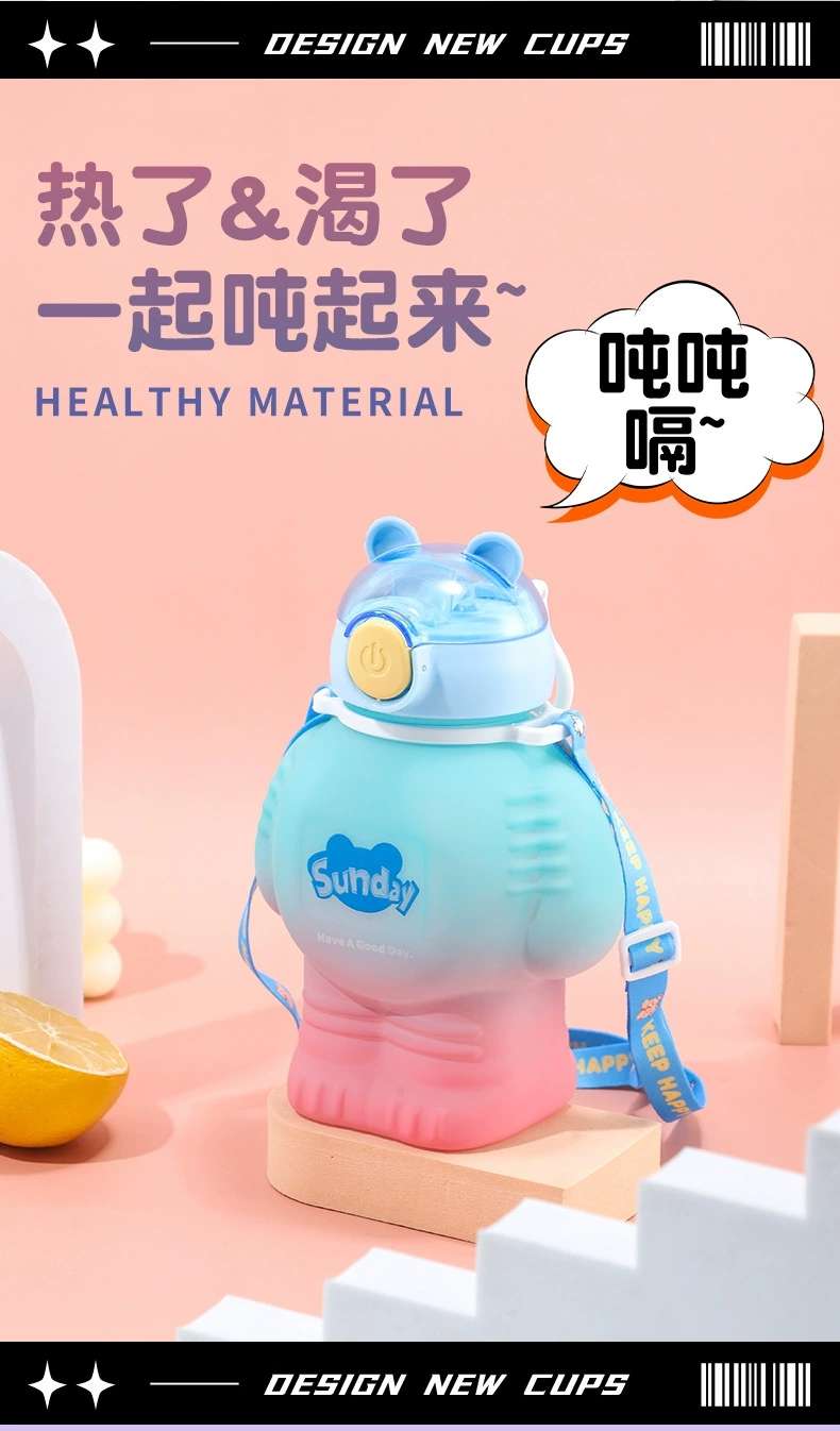 H164-HY-028 robot children's water cup, large-capacity student straw cup, cute, cool, portable, food-grade detail image 6