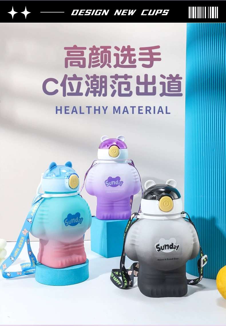 H164-HY-028 robot children's water cup, large-capacity student straw cup, cute, cool, portable, food-grade detail image 11