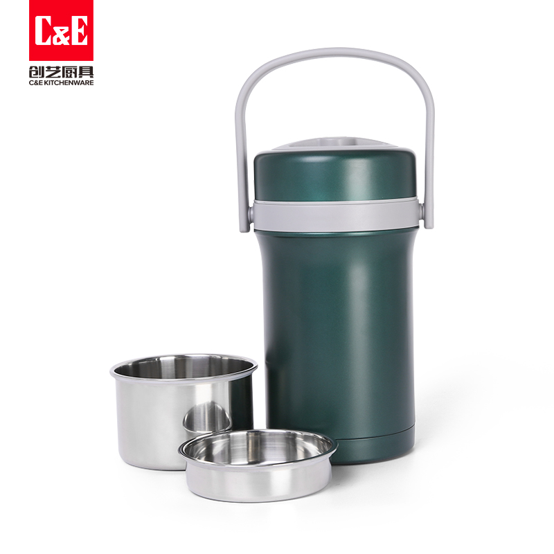 C&E Creative large-capacity insulated pot, stainless steel vacuum insulated lunch box, new simple insulated bucket, kitchen, home, office, school pic 9