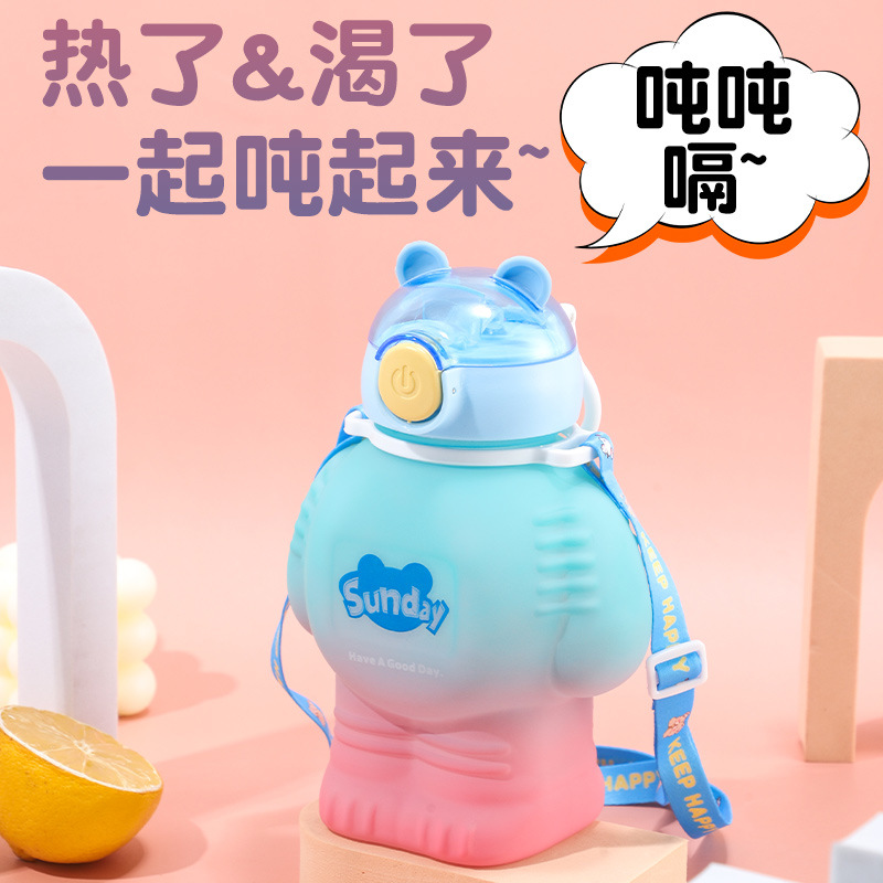 H164-HY-028 robot children's water cup, large-capacity student straw cup, cute, cool, portable, food-grade details Picture