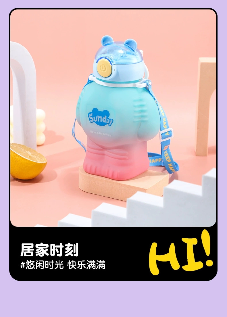 H164-HY-028 robot children's water cup, large-capacity student straw cup, cute, cool, portable, food-grade detail image 9