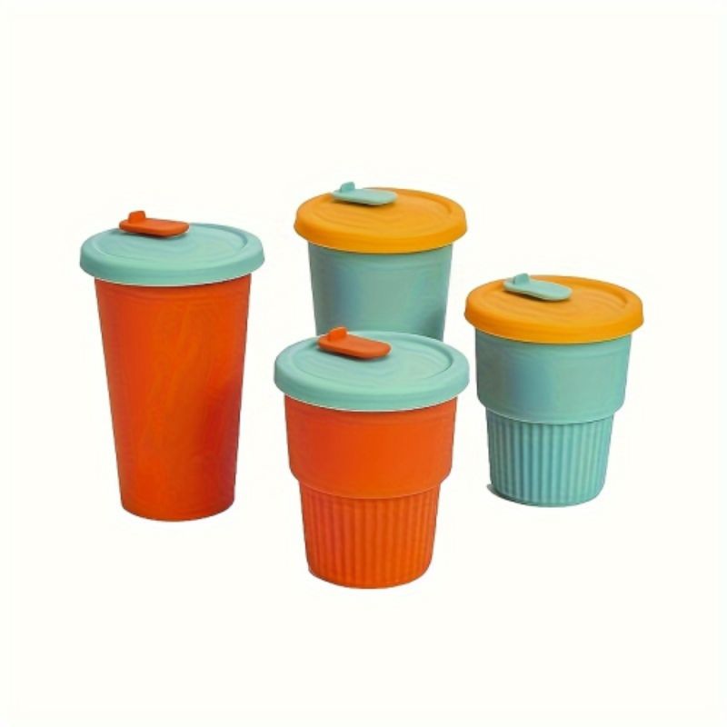 Children's simple food-grade silicone straw cup with high appearance level, leak-proof, shock-proof and heat-resistant details Picture