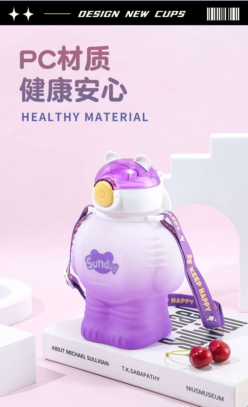 H164-HY-028 robot children's water cup, large-capacity student straw cup, cute, cool, portable, food-grade detail image 1