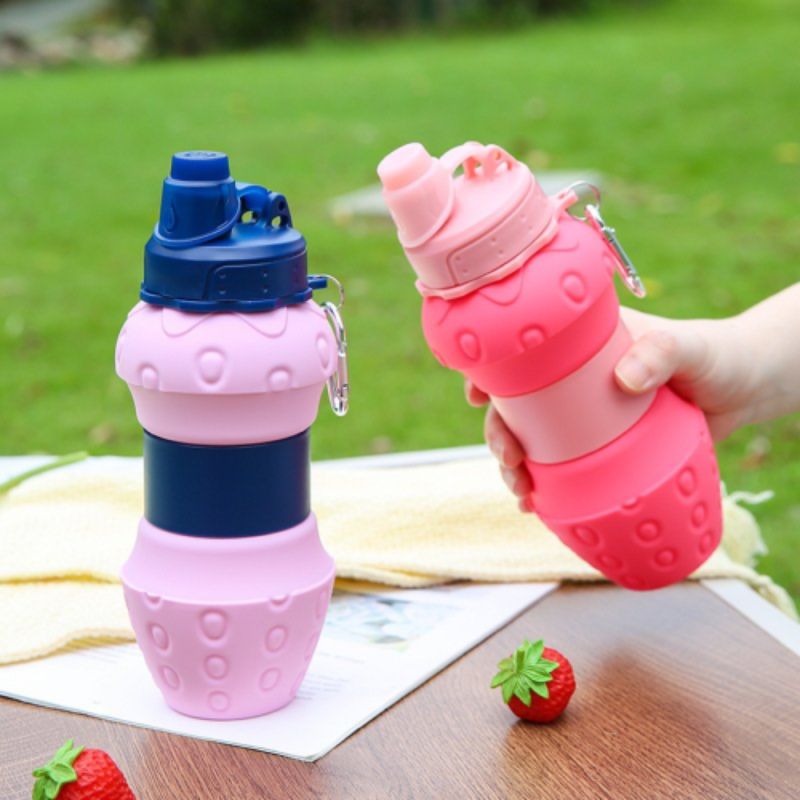 Food-grade silicone material sports water bottle and cup, portable folding water cup for outdoor mountain climbing and cycling details Picture