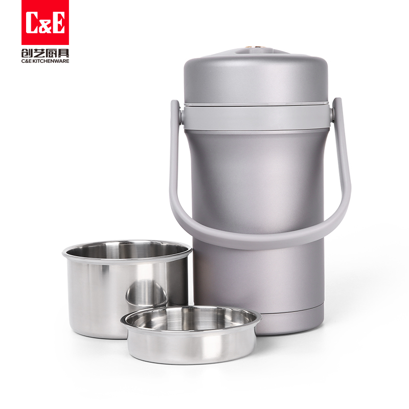 C&E Creative large-capacity insulated pot, stainless steel vacuum insulated lunch box, new simple insulated bucket, kitchen, home, office, school pic 10