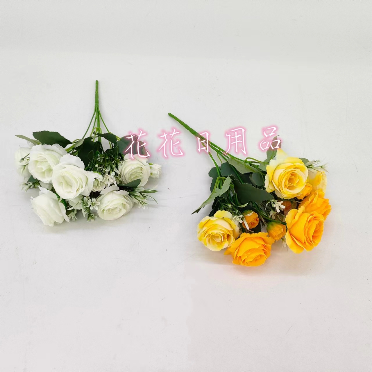 Artificial Flower Fake Flower Bonsai Single 5 Fork Vase Rose Decoration Item Picture