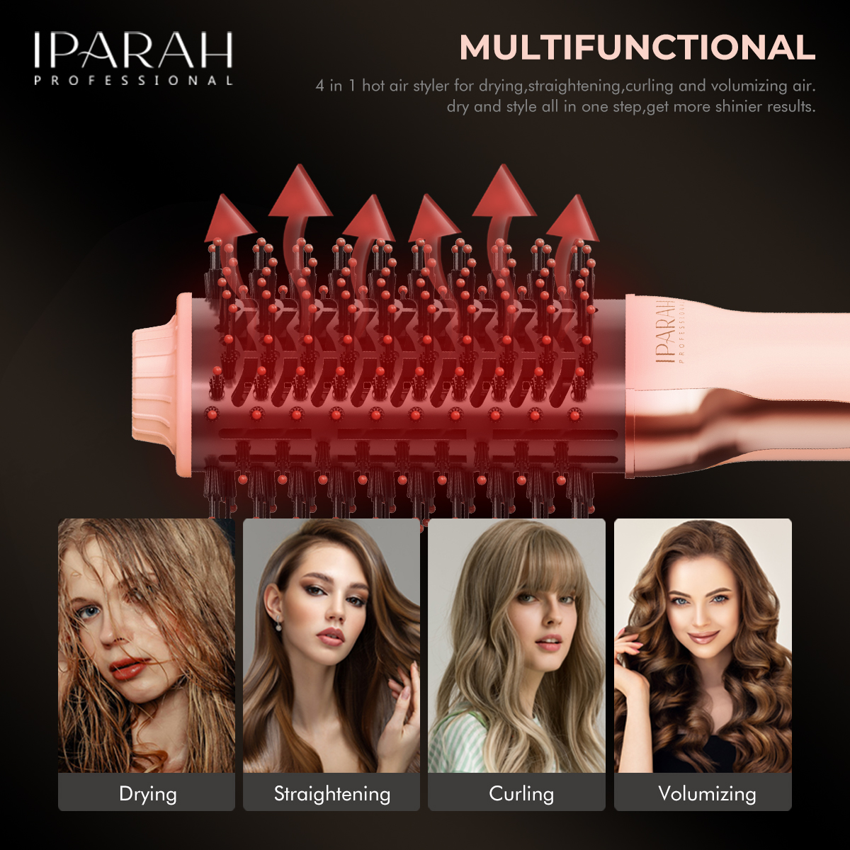 IPARAH Cross-border export air and hot air comb, Hair comb, Natural styling straight hair Comb 263 Specification image