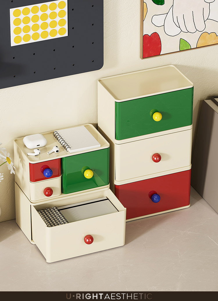 The Q35-QY2371 dopamine desktop storage box can be stacked with a dust-proof storage box and a stationery and miscellaneous storage box detail image 7