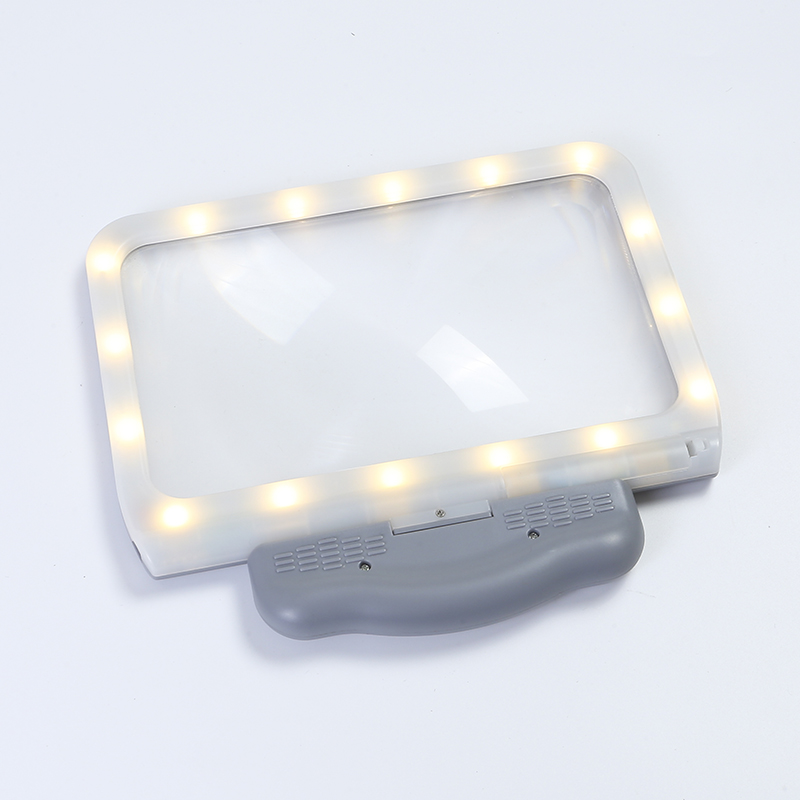 The new 48LED lamp replaces the old person's reading with cold and warm light. The handheld rectangular 185115 magnifying glass is black and gray Item Picture