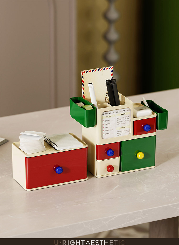 The Q35-QY2371 dopamine desktop storage box can be stacked with a dust-proof storage box and a stationery and miscellaneous storage box detail image 4