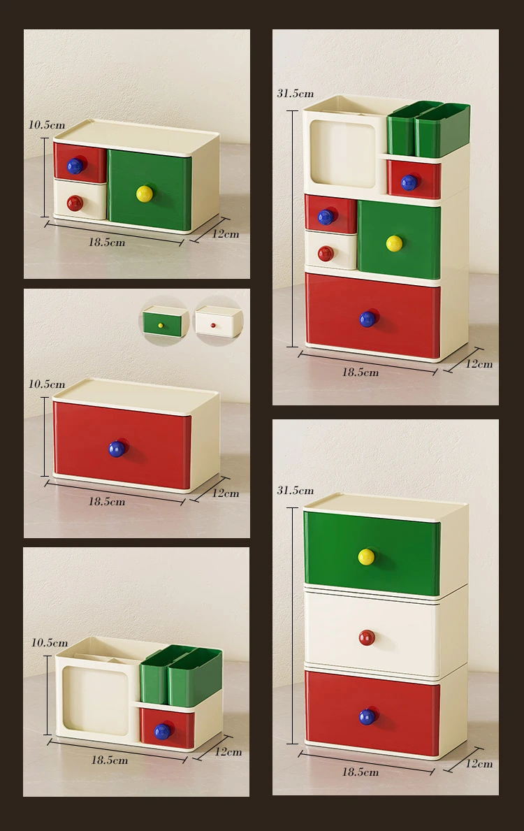 The Q35-QY2371 dopamine desktop storage box can be stacked with a dust-proof storage box and a stationery and miscellaneous storage box detail image 2
