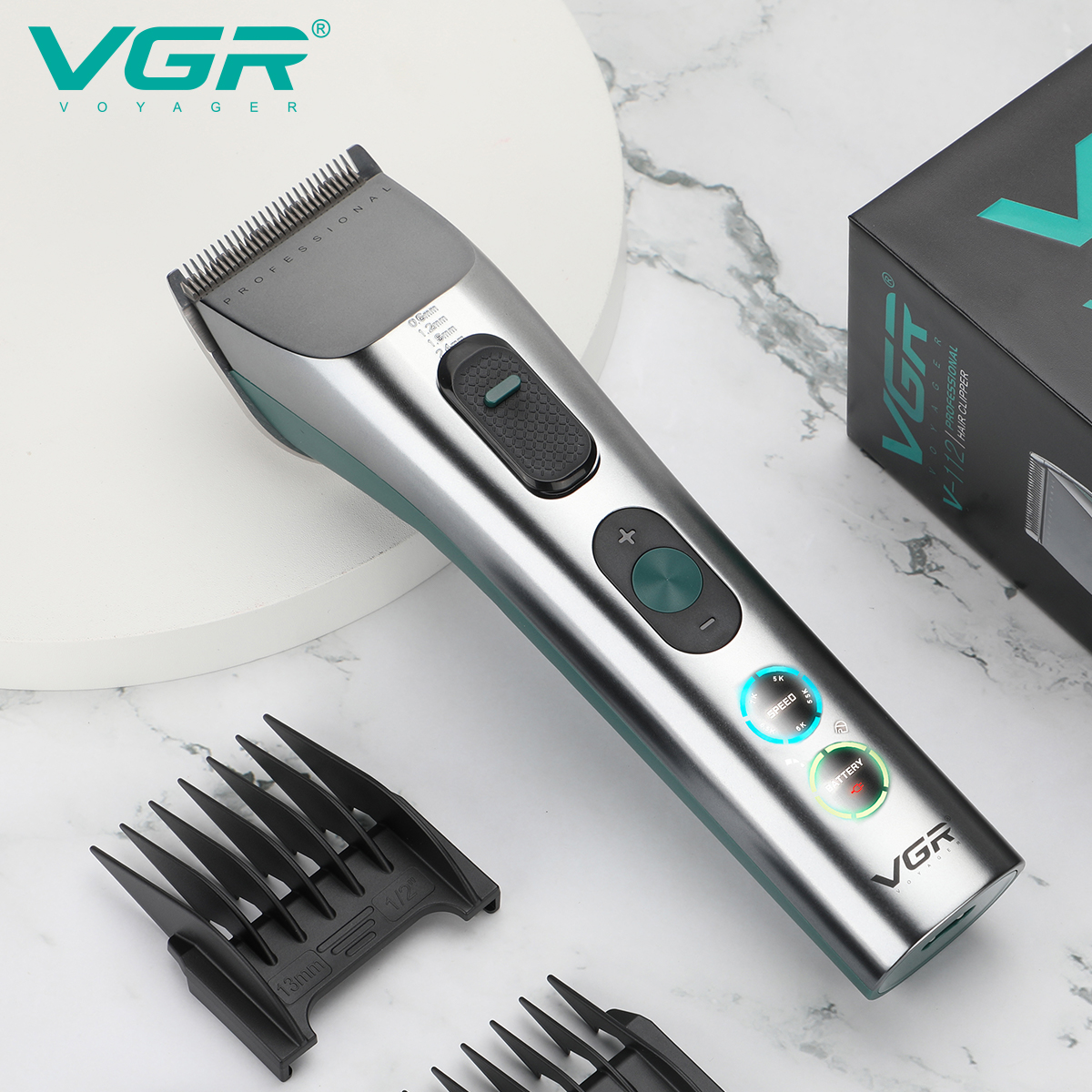 VGR V-112 Metal Hair Clipper, rechargeable button type, professional hair clipper for hair salons, oil hair shaving, electric clipper details Picture