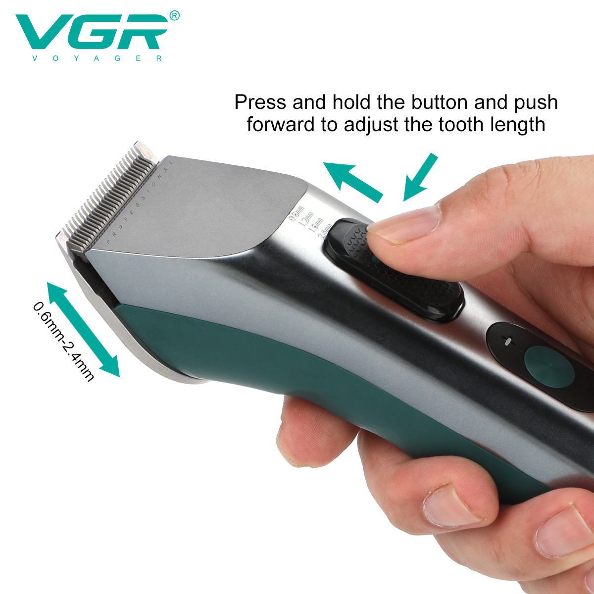 VGR V-112 Metal Hair Clipper, rechargeable button type, professional hair clipper for hair salons, oil hair shaving, electric clipper Specification image