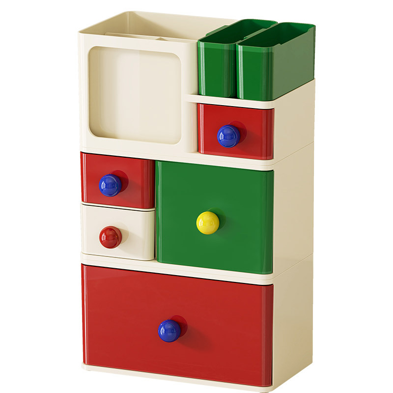 The Q35-QY2371 dopamine desktop storage box can be stacked with a dust-proof storage box and a stationery and miscellaneous storage box Application Scenario