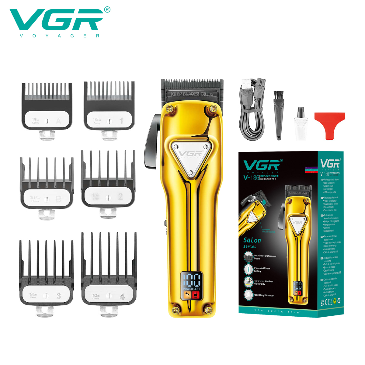 VGR136 Cross-border New product Hair clipper, professional retro oil hair clipper, professional electric hair clipper