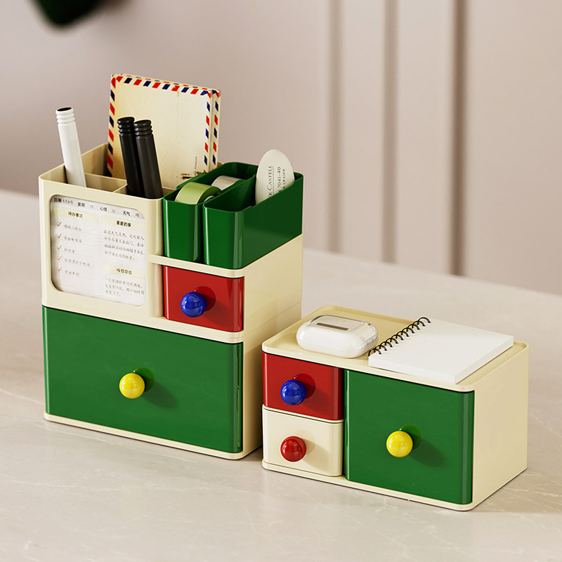 The Q35-QY2371 dopamine desktop storage box can be stacked with a dust-proof storage box and a stationery and miscellaneous storage box details Picture