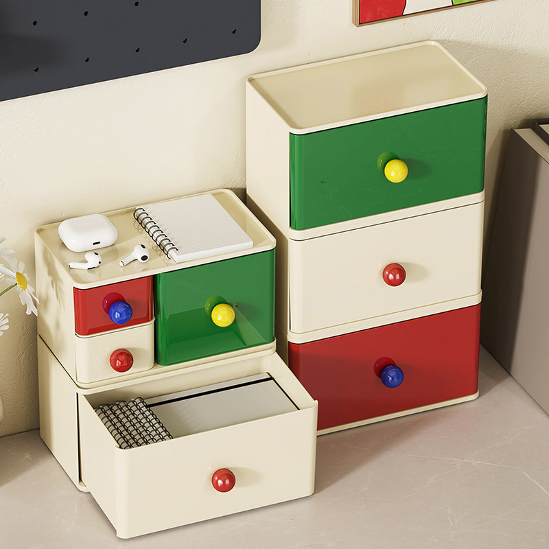 The Q35-QY2371 dopamine desktop storage box can be stacked with a dust-proof storage box and a stationery and miscellaneous storage box