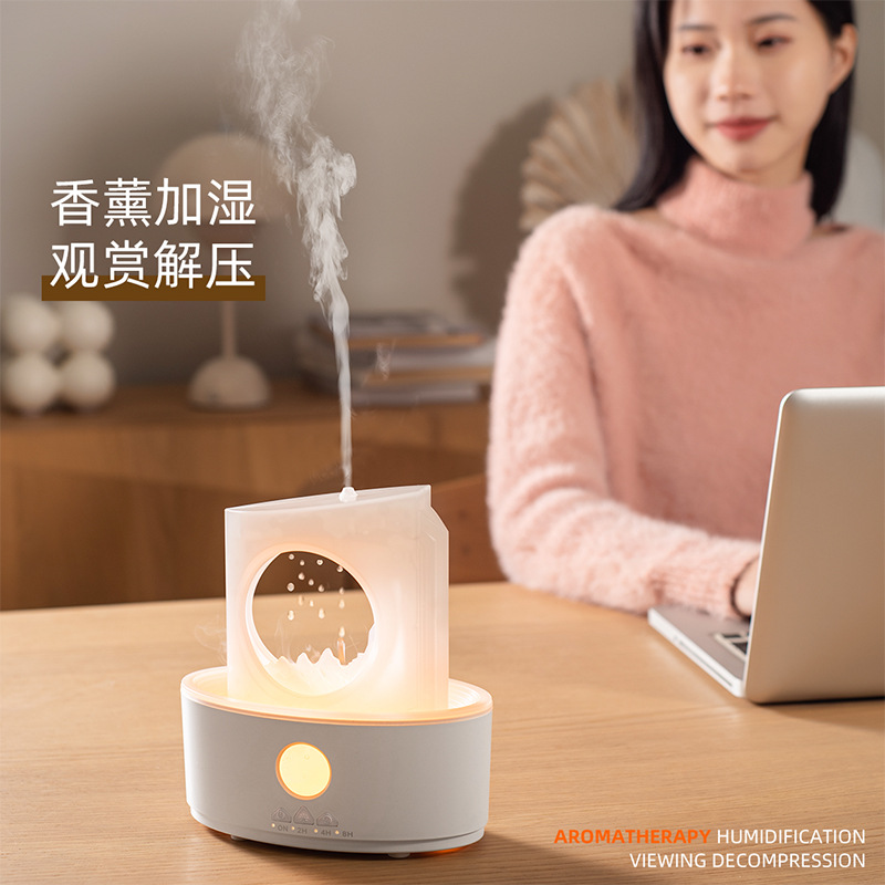 新款加湿器静音卧室冷暖氛围灯加湿器桌面喷圈水母香薰机