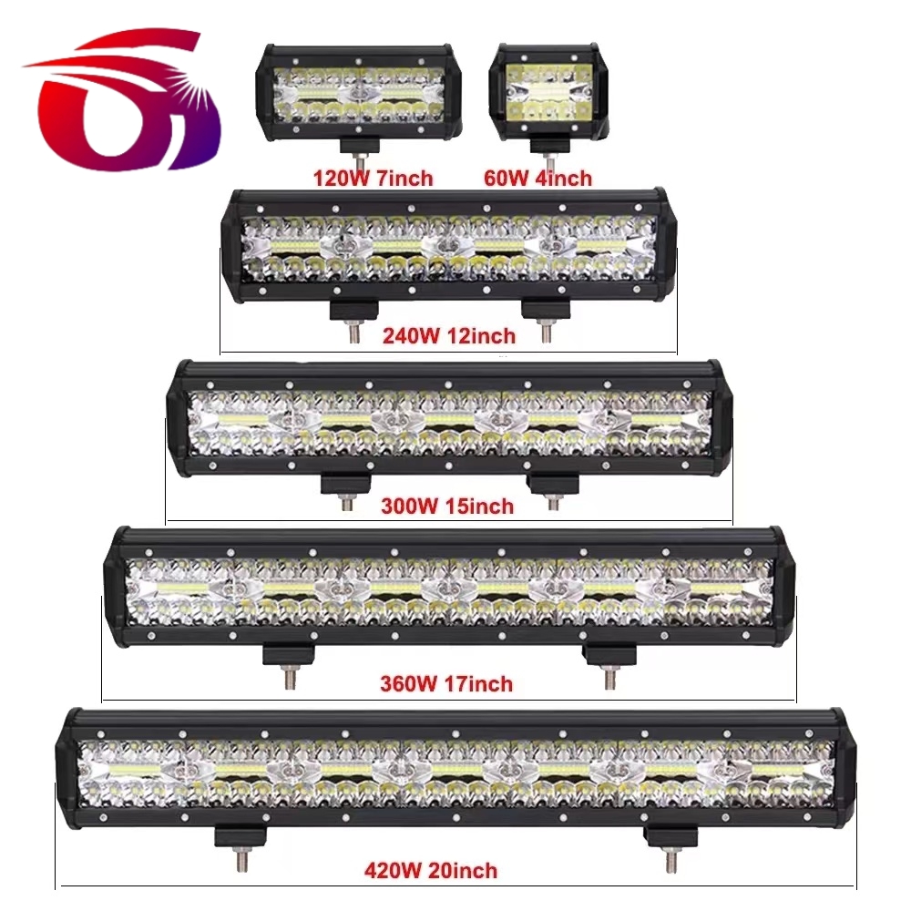 Automotive LED spotlights, high-power 120W work lights, long strip lights, off-road vehicle modification roof lights, spotlights details Picture