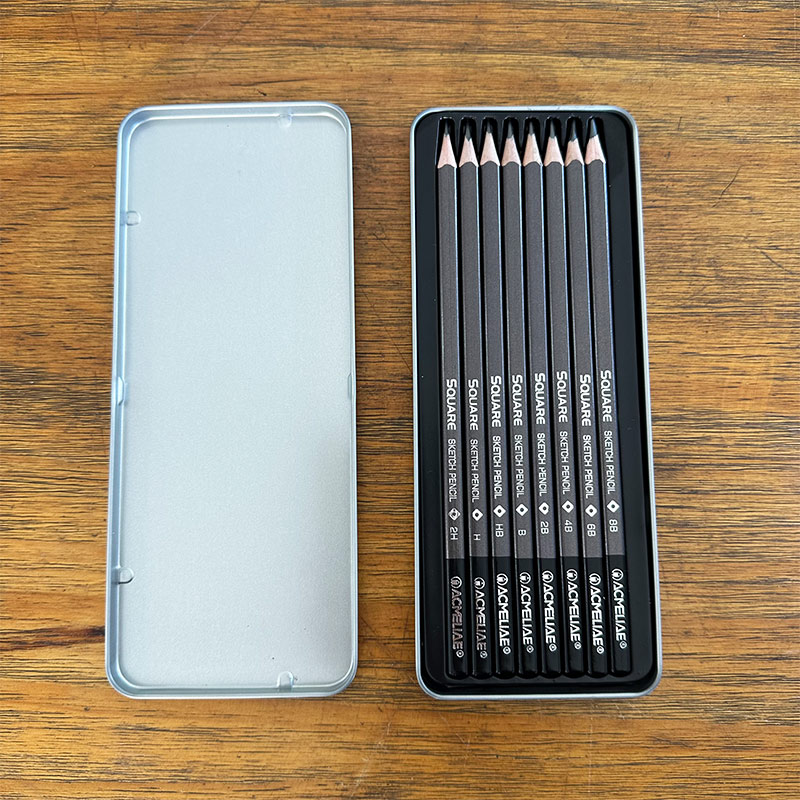 ACMELIAE 8 PCSDrawing pencils sharpened/ square shape/tinbox details Picture