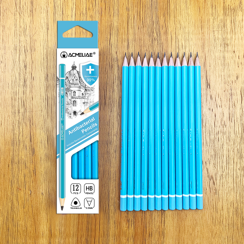 ACMELIAE Blue HB Antibacterial Dipped Pencil Triangular