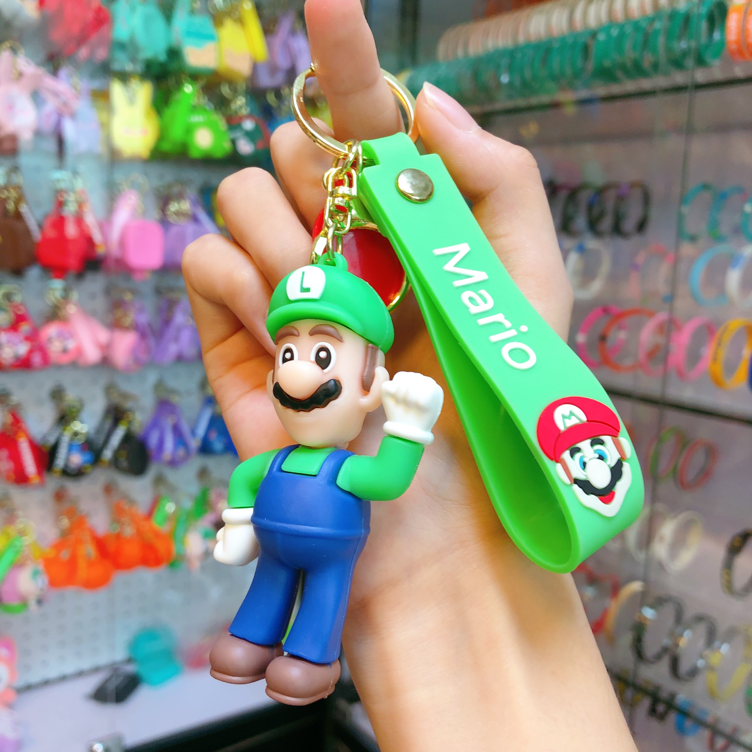 Mario cute anime key chain, key rope, car key pendant, figurine, creative bag pendant, key chain Item Picture