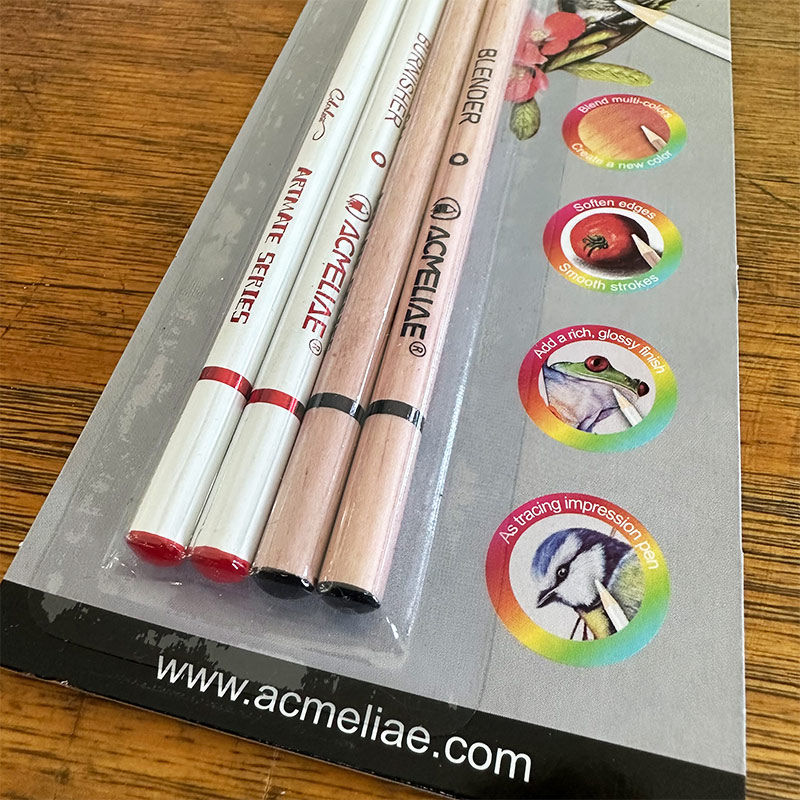 ACMELIAE 2 PCS Blender+2 PCS burnisher Pencil/ blister card details Picture
