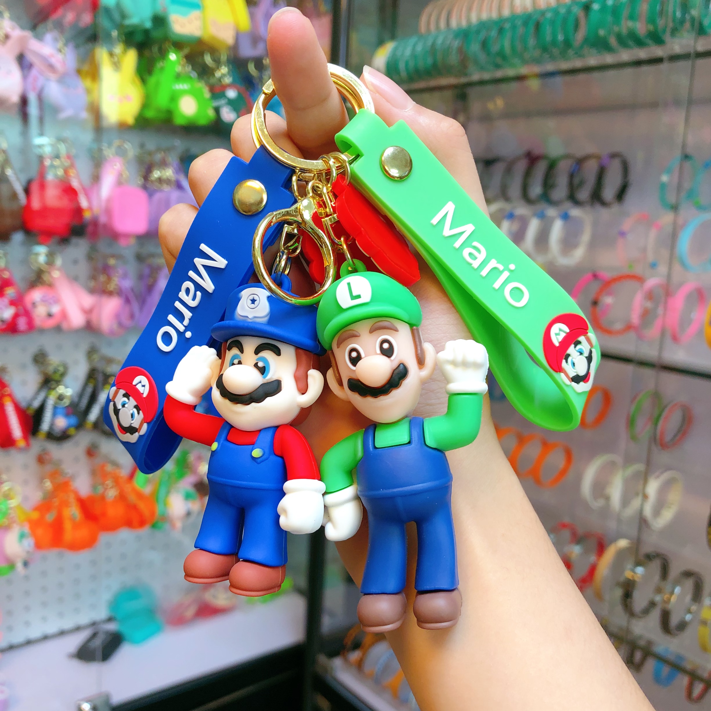 Mario cute anime key chain, key rope, car key pendant, figurine, creative bag pendant, key chain Specification image