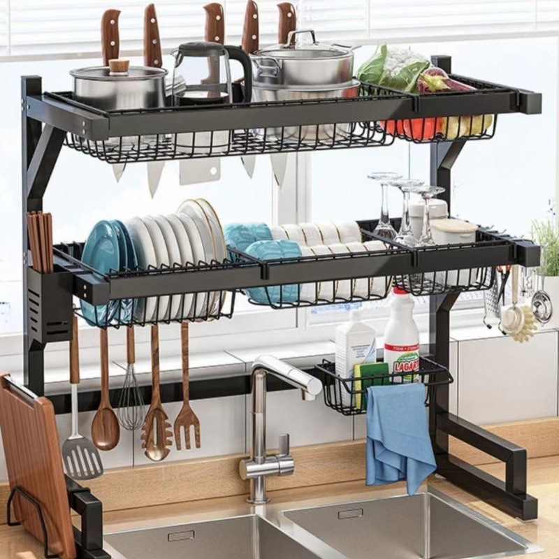 日用百货厨房整理神器 导电铝宁沥水碗架 碗架沥水架一体设计 塑料盒手提便携 透明塑料盒收纳整齐碗架沥水架