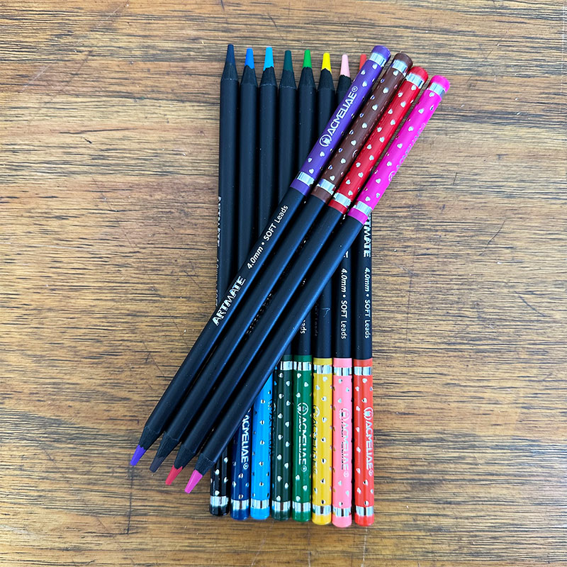 ACMELIAE 7”12 colors Artmate Black wood metal box coloring pencil set  Specification drawing