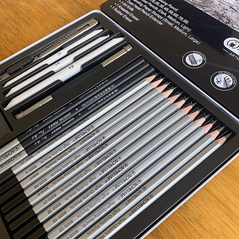 ACMELIAE 22 PCS Drawing Art Set-Tin Case Specification drawing