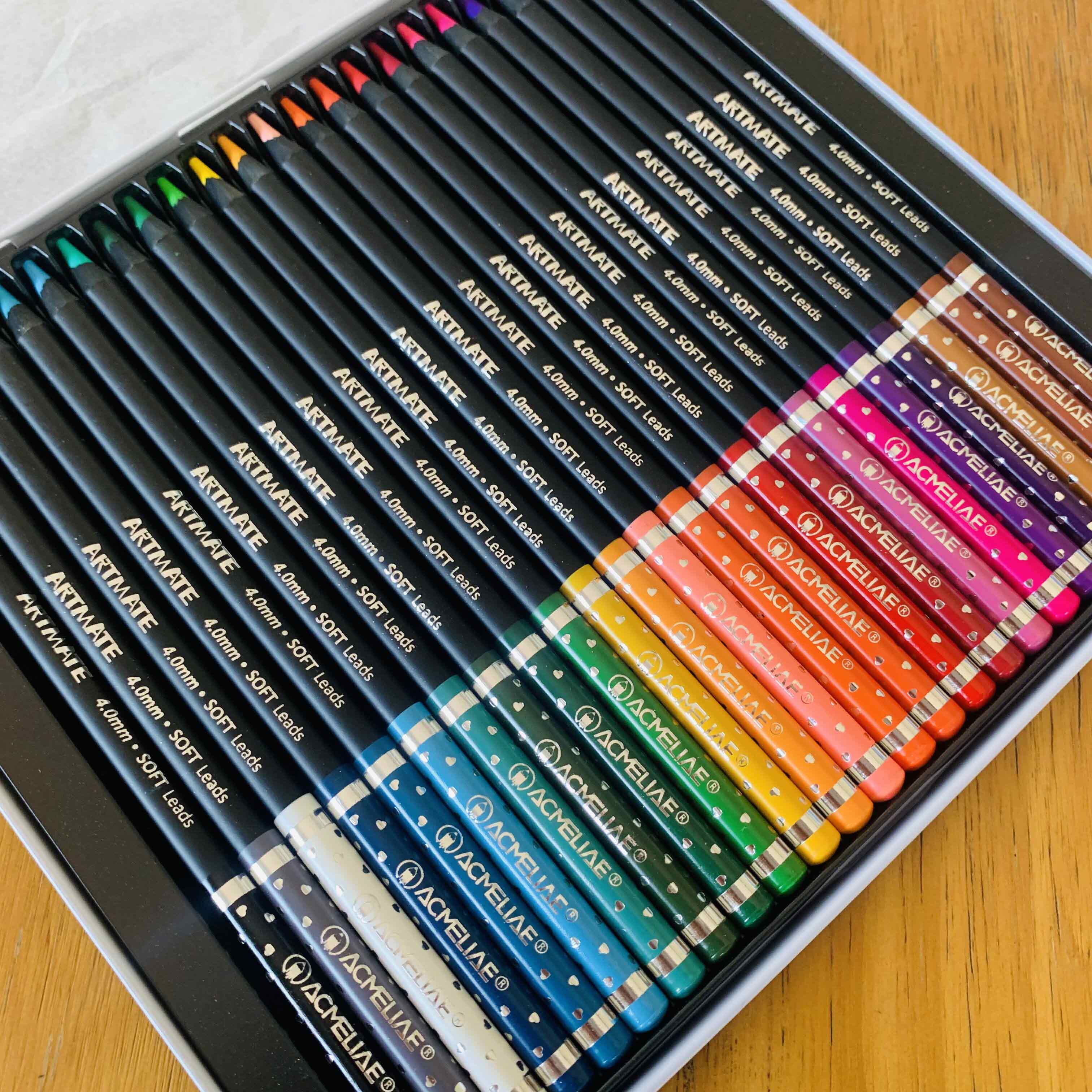 ACMELIAE 7”24 colors Artmate Black wood in tin box Specification drawing
