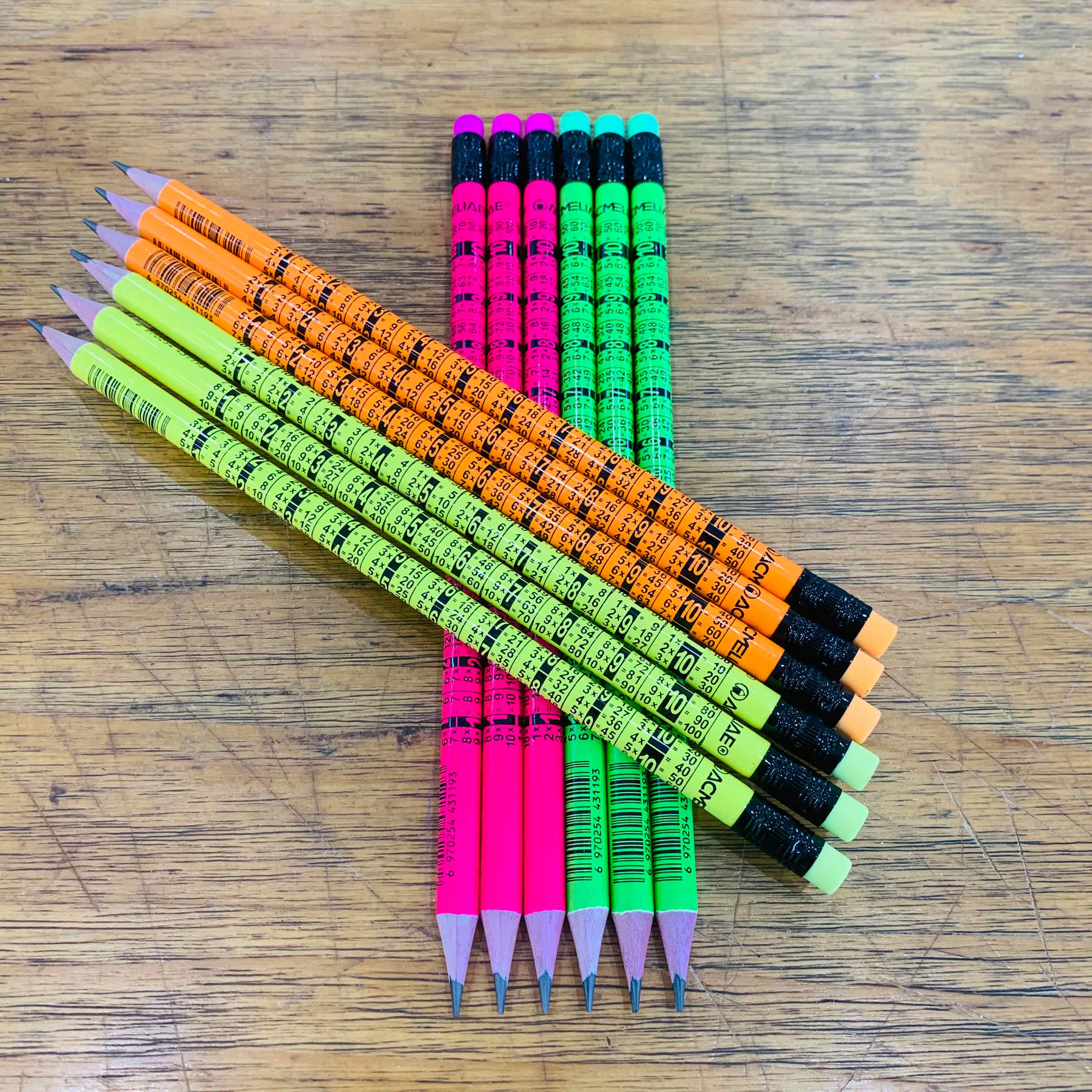 ACMELIAE 12 PCS HB Multiplication Table Pencil Specification drawing