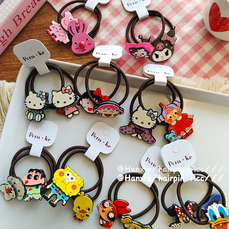 New cute children's versatile acetate hair bands, cartoon pattern hair ties, high-elasticity ponytail hair bands, hair accessories and headwear Application Scenario