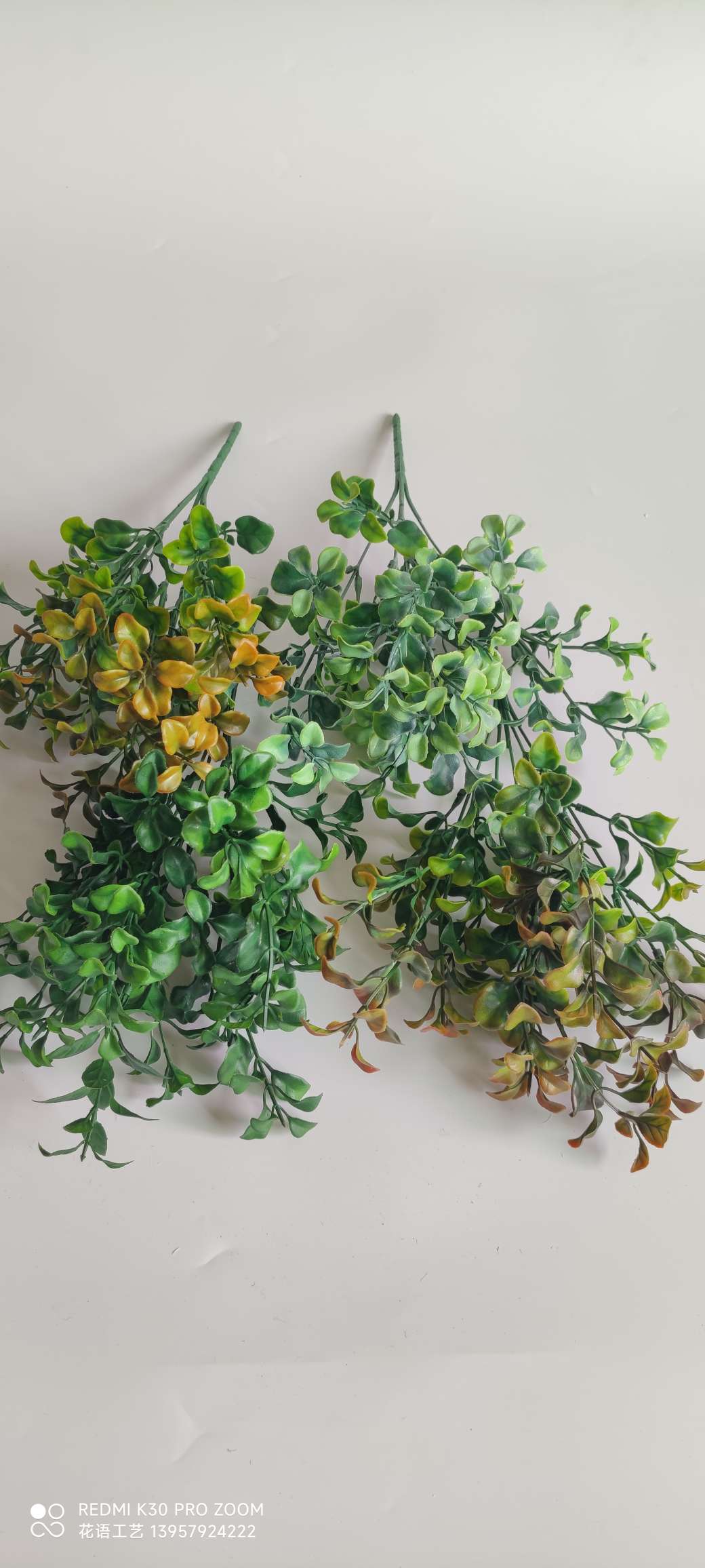 25 plastic oil paint vanilla leaves, wedding hall ceiling green plants, artificial grass, path flower rows, artificial flowers and artificial leaves detail image 10