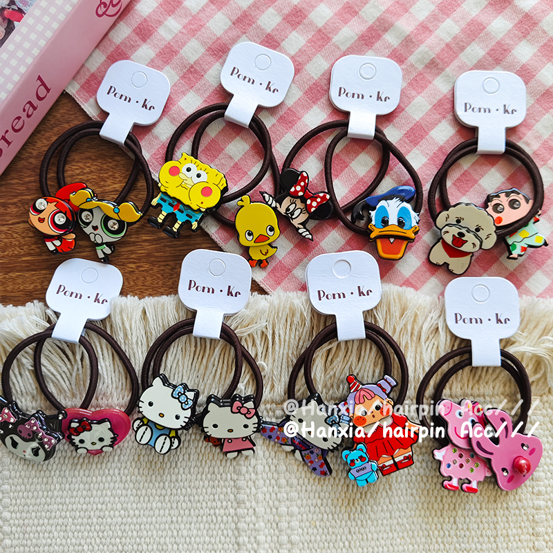 New cute children's versatile acetate hair bands, cartoon pattern hair ties, high-elasticity ponytail hair bands, hair accessories and headwear Specification image