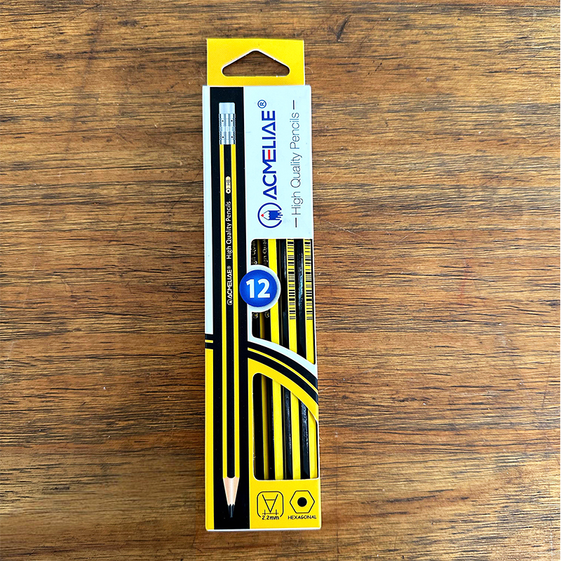 ACMELIAE HBPencil with eraser,Black/Yellow Striped-Hexagonal thumbnail