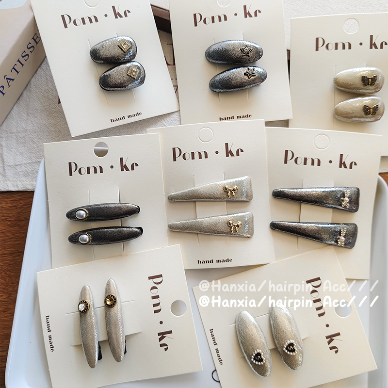 The new cold style star silver leather heart-shaped butterfly diamond hair clip is fashionable, elegant and versatile. It's a duckbill clip details Picture