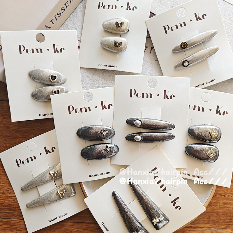 The new cold style star silver leather heart-shaped butterfly diamond hair clip is fashionable, elegant and versatile. It's a duckbill clip Application Scenario